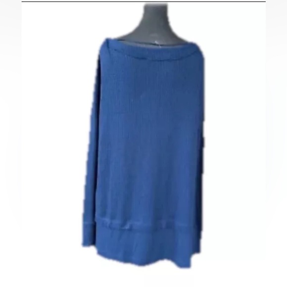 Free People We The Free Microphone Drop Long Sleeve Thermal in Blue Size XS - Picture 6 of 15